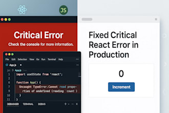 fix bugs and errors in react and nodejs applications