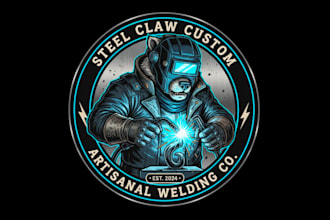 design creative welder mascot logo with unique creativity design