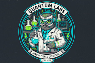 make science lab mascot logo design with express delivery