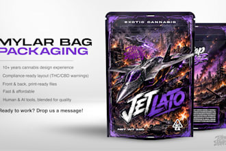 design weed mylar bag, cannabis pouch, cbd packaging with ai