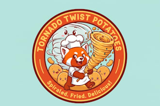 create tornado twist potatoes mascot logo for your company