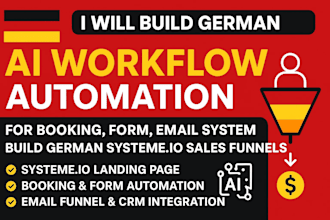 build german ai workflow, automation, booking system, email funnel, systeme io