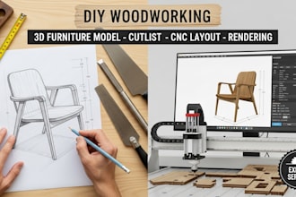 do diy woodworking 3d furniture model cutlist cnc furniture layout and rendering