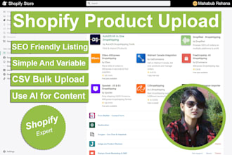 do shopify product listing and data entry