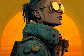 illustrate you as a cyberpunk style character