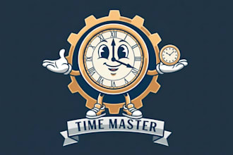 make hand clock mascot logo design with express delivery