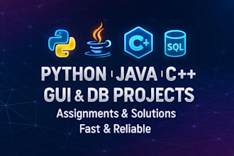do projects in python, java, c, cpp, c sharp, gui apps and sql database projects
