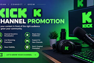 do organic kick promotion, live stream marketing to gain live viewers, followers