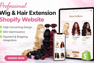 design high converting hair extension shopify store wig website