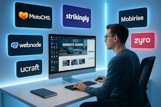 design website on motocms, mobirise, strikingly, ucraft, webnode, or zyro