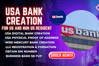 do usa bank creation, chase, bank of america, mercury, wise and proof of address