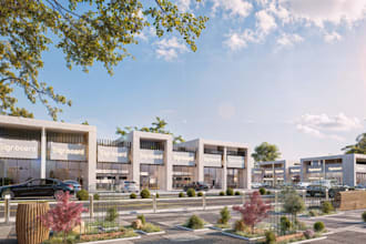 remodel real estate development,showroom complex,commercial center cgi rendering