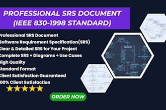 write professional srs document with uml and erd diagrams