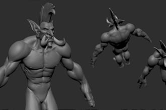 sculpt printable stl,3d creatures,fantasy beings,monster design or statue,zbrush