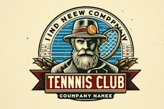 design eye catchy tennis club vintage logo with express delivery