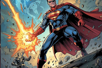 create an amazing superhero or fantasy comic illustration