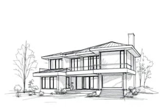 draw architectural sketches interior and exterior