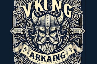 create high quality vintage viking head logo