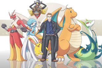 fakemon pokemon card art trainer fan art anime character