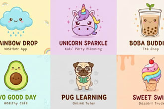design a cute and kawaii cartoon mascot logo and  for your business