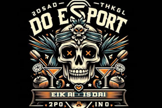 do custom vintage skull tiki bar logo
