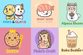 design cute kawaii animal emoticons, stickers, mascots for you