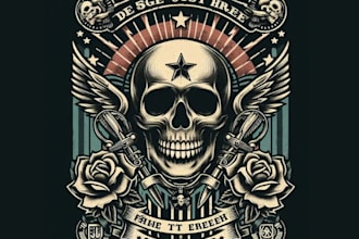 design high quality vintage skull tattoo logo