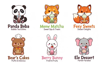 do modern cute kawaii animal emoticons, stickers, mascots logo for you