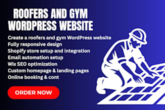 create roofers and gym wordpress website, fix errors and redesign site