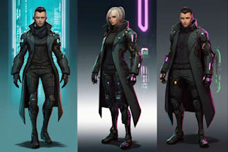 design anime character , cyberpunk character