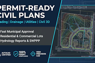 design civil 3d site plans, grading, drainage and utility plans