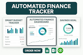 automated finance tracker, budgeting spreadsheet, google sheets excel quickbooks