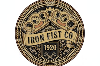 design a tough vintage brass knuckles logo
