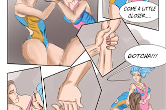 create a nsfw womens wrestling catfighting comic