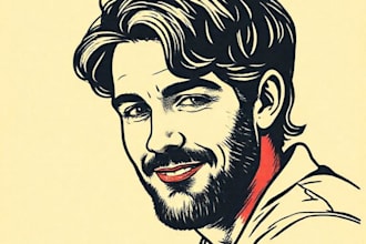 depict a personalized portrait in linocut technique