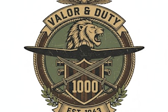 design a powerful vintage war logo