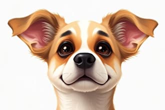 draw pet portrait into cartoon vector