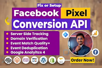 setup meta pixel facebook conversion API and ga4 server side tracking via GTM