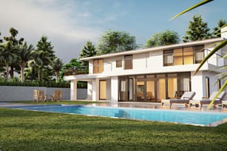 make 3d backyard landscape design home garden pool patio balcony deck, gazebo