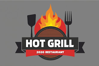 make eye catching hot grill  logo  in my style