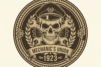 design a striking vintage skull logo