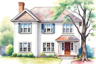 create a painted watercolor house portrait of your home