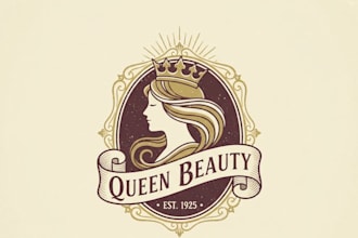 design a classy vintage queen beauty logo