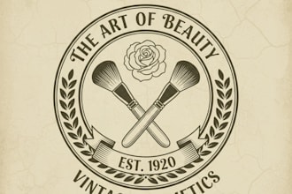 design a chic vintage makeup brushes logo