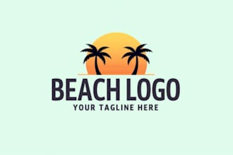 design an awesome palm tree sun logo