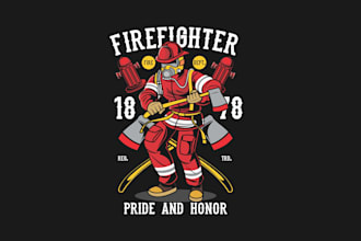 create attractive and imagination fire fighter logo design