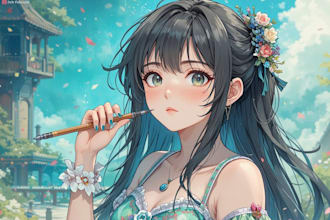 draw anime illustration, vtuber art, visual novel, wallpaper and book cover