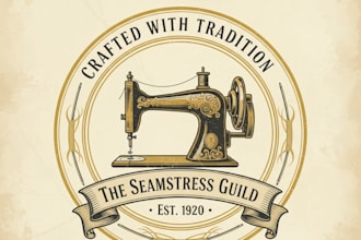 design a charming vintage sewing machine logo