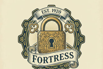 design a strong vintage lock logo