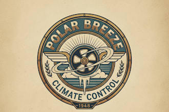design a stylish vintage air conditioning logo
